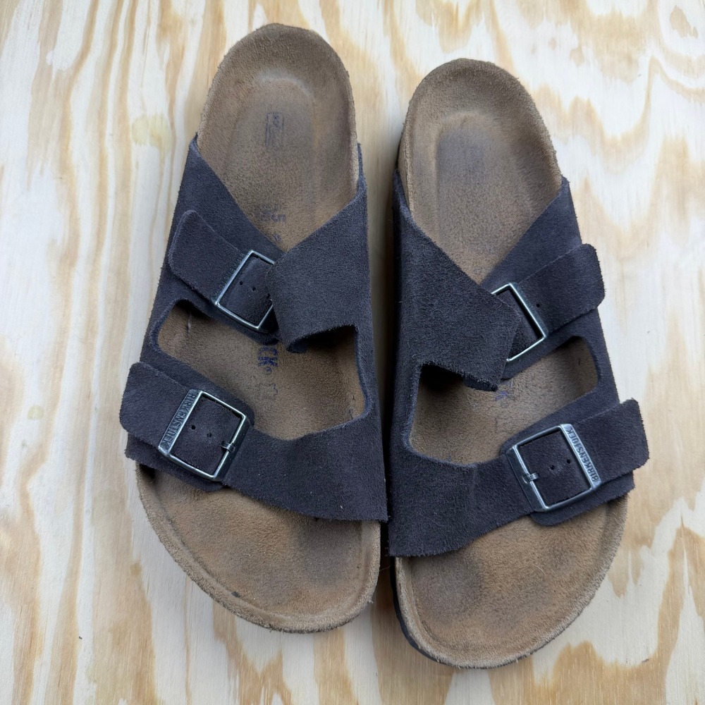 Birkenstock Arizona Suede Sandals Brown Buckle Slide Mens 45